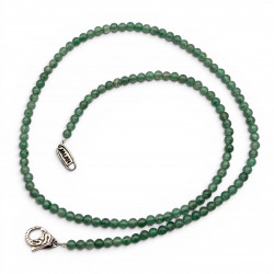 Sterling silver and aventurine beads necklace 40 ou 45cm