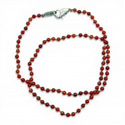 Sterling silver and carnelian beads necklace 45cm