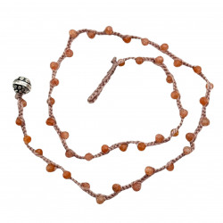 Sterling silver and faceted sand stone beads necklace 45cm