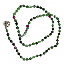 Sterling silver and faceted zoisite ruby beads necklace 45cm