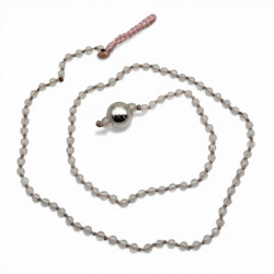 Sterling silver and pink quartz beads necklace 45cm