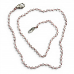Sterling silver and pink quartz beads necklace 45cm