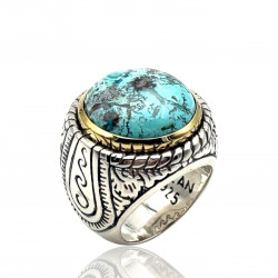 Sterling silver ring with brass and semi-precious stone