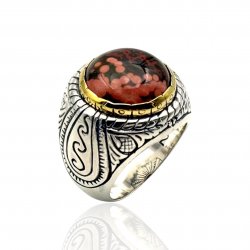 Sterling silver ring with brass and semi-precious stone