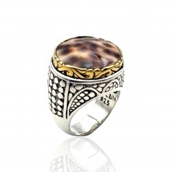 Sterling silver ring with brass and semi-precious stone