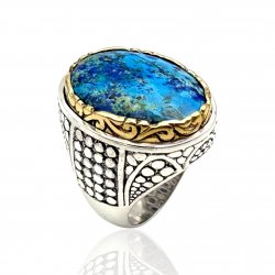Sterling silver ring with brass and semi-precious stone