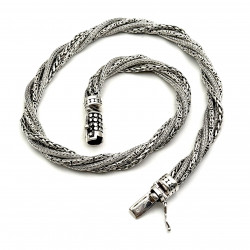 5-row twisted silver necklace