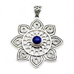 925 Silver pendant, laiton & Lapis Lazuli