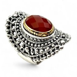 Bague Argent 925 et laiton avec pierres semi-précieuses