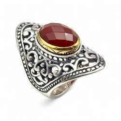 Bague Argent 925 et laiton avec pierres semi-précieuses