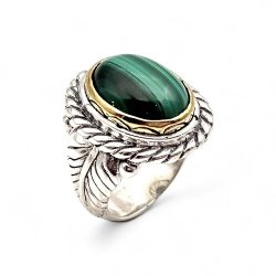 Bague Argent 925 et laiton avec pierres semi-précieuses