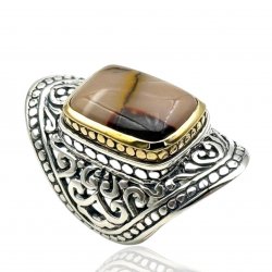 Bague Argent 925 et laiton avec pierres semi-précieuses