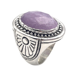Bague Argent et kunzite facettée