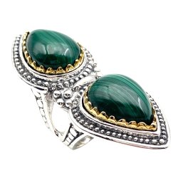 Bague Argent et Laiton avec malachite