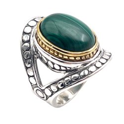 Bague Argent et Laiton avec Malachite