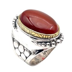 Bague Argent et Laiton avec Pierre Semi-Précieuse
