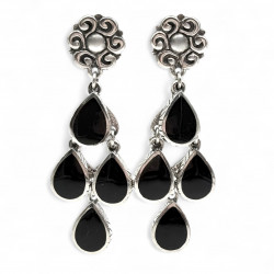 Boucles d'oreille argent et nacre noire