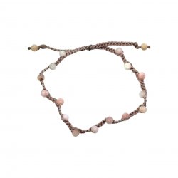 Bracelet tressé perles d'opale rose facettées