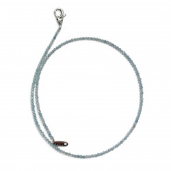 Collier Argent 925 et perles d'aigue marine facettées 40cm