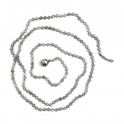 Collier Argent 925 et perles de labradorite facettées 85cm