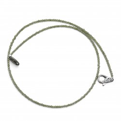 Collier Argent 925 et perles de péridot facettées 45cm