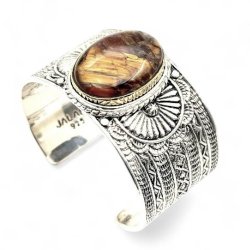 Silver and Brass bracelet with semi-precious stone