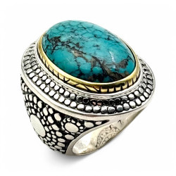 Silver and Brass Ring with Semi-Precious Stones