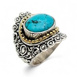 Silver and Brass Ring with Semi-Precious Stones