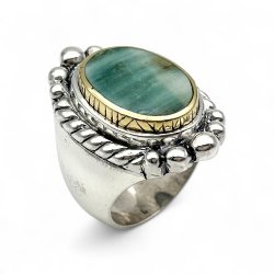 Silver and Brass Ring with Semi-Precious Stones