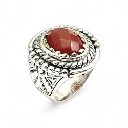 Silver and Brass Ring with Semi-Precious Stones