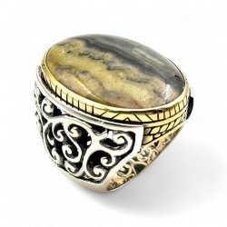 Silver and Brass Ring with Semi-Precious Stones