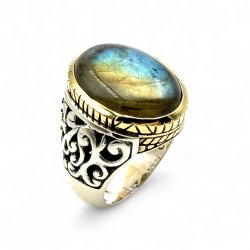 Silver and Brass Ring with Semi-Precious Stones