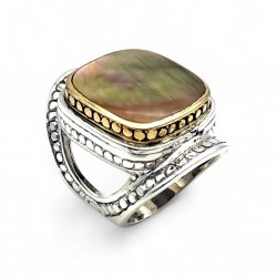 Silver and Brass Ring with Semi-Precious Stones