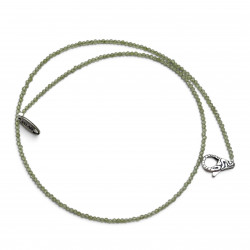 Sterling silver and faceted peridot beads necklace 40cm