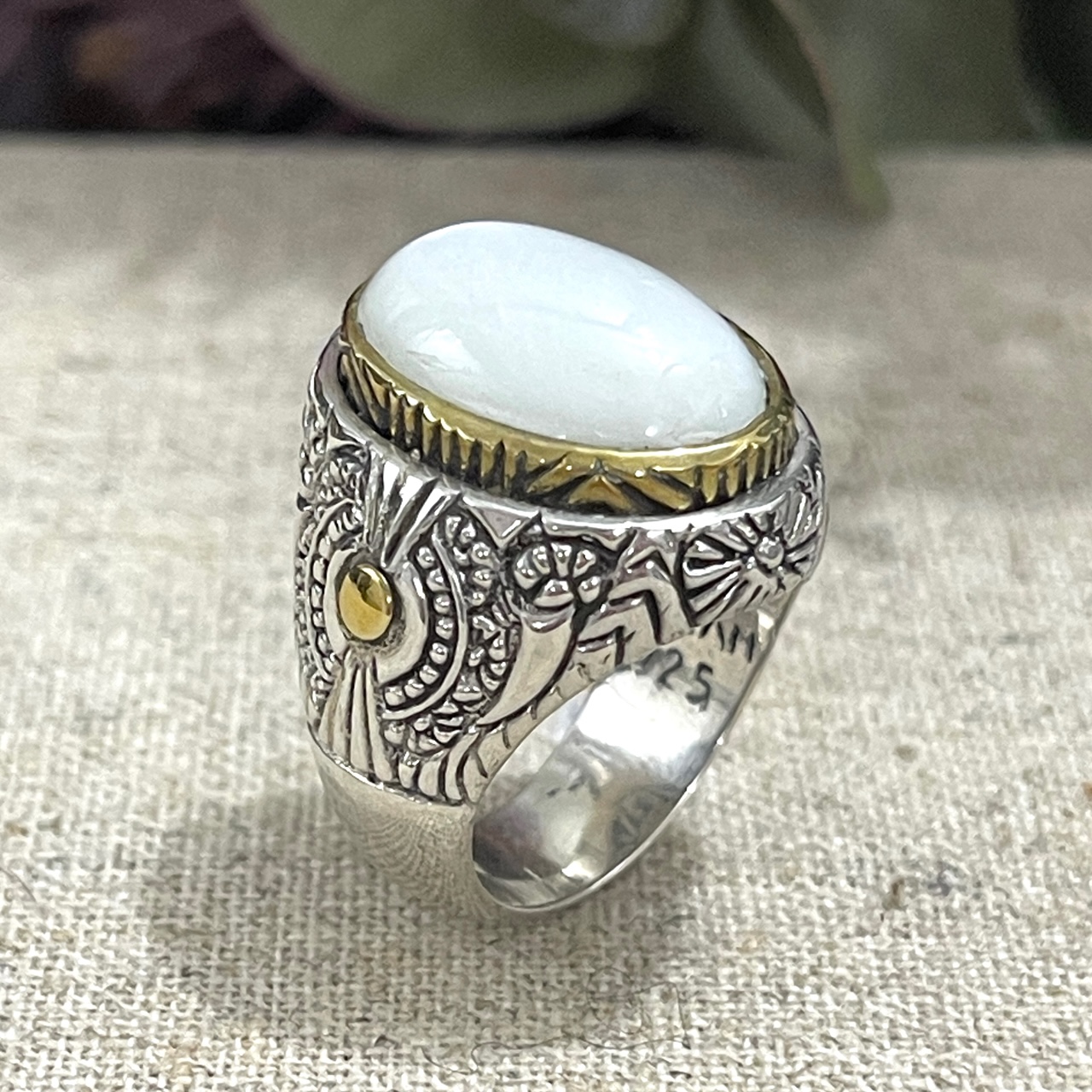 Bague argent pierre de online lune blanche