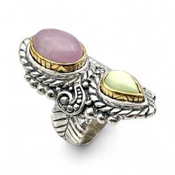 Bague Argent 925 et laiton avec pierres semi-précieuses