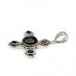 925 Silver and Brass pendant with Labradorite and grey Mother of Pearl
