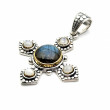 925 Silver and Brass pendant with Labradorite and Moon stone