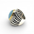 Bague Argent 925 et laiton avec Aigue marine facettée