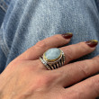 Bague Argent 925 et laiton avec Aigue marine facettée