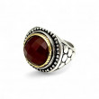 Bague Argent 925 et laiton avec cornaline facettée
