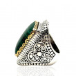 Bague Argent 925 et laiton avec malachite