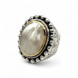 Bague Argent 925 et laiton avec nacre blanche