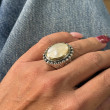 Bague Argent 925 et laiton avec nacre blanche