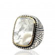 Bague Argent 925 et laiton avec nacre blanche
