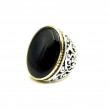 Bague Argent 925 et laiton avec Onyx