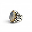 Bague Argent 925 et Laiton avec Pierre de lune bleue