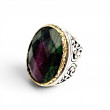 Bague Argent 925 et Laiton avec rubis zoisite facetté