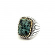 Bague Argent 925 et laiton avec turquoise africaie