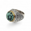 Bague Argent 925 et laiton avec turquoise africaine